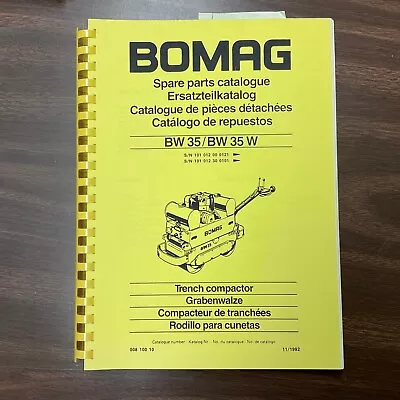 $59.99 • Buy Bomag BW35/W VIB ROLLER PARTS MANUAL CATALOG BOOK LIST Trench Compactor GUIDE