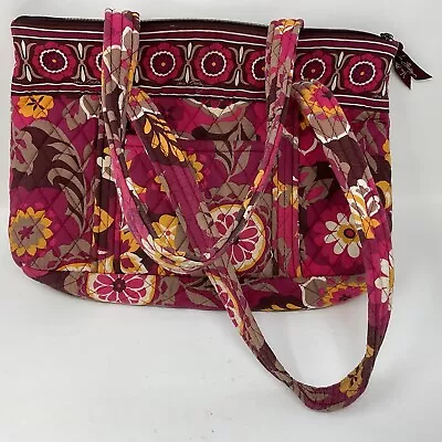 Vera Bradley Lisa Carnaby Maroon Pink Orange Floral Hobo Shoulder Bag Purse • $13.95