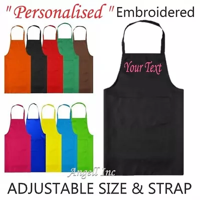 Personalised Custom Embroidered Apron With POCKET BBQ Chef Cooking Baking GIFT • £9.88