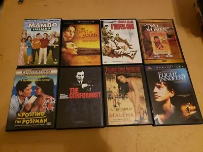 Lot Of 8 Italian Dvds Il Postino Mambo Italiano I Vitelloni Malena Conformist • $35