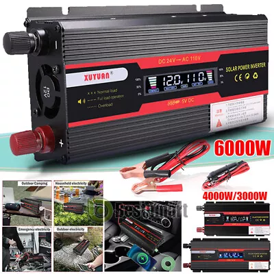 2USB 6000W 4000W Power Inverter DC 12V To AC 110V Pure Sine Wave Solar Converter • $25.87