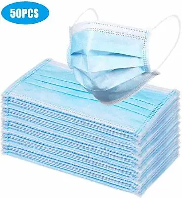 3 Ply Face Mask For Adults Basic Mask Breathable Disposable General Dust Masks • £4.99