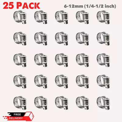 25Pcs Stainless Steel Hose Clamps Reliable Small Fuel Line Air Vacuum 1/4 - 1/2  • $13.99