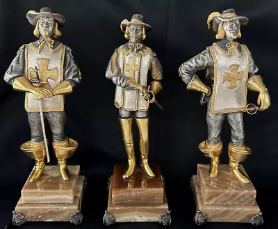 G. Vasari 3 Musketeer  Gold And Silver Plated Bronze Sculptures On Onyx Mar.base • $1400