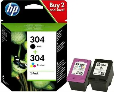 £12 • Buy Genuine Brand New HP 304 Tri-colour & Black Ink Cartridges Twin Pack 2 Cartridge