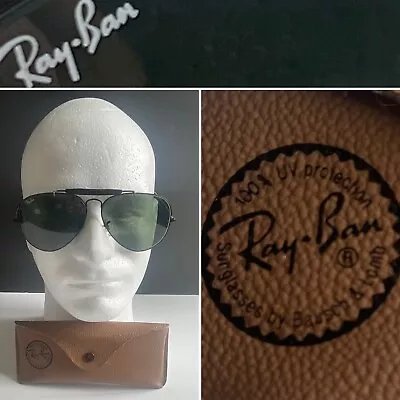 Vintage Ray Ban Aviator Sunglasses Outdoorsman Black Bausch Lomb Case W0231 YKAS • $69.99