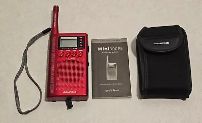 Grundig Mini 300 Shortwave SW/FM/AM Red Radio Receiver Handheld Portable W/ Case • $34.95