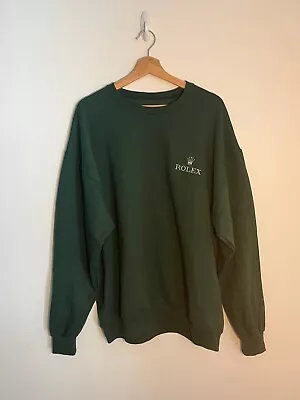 Forest Green Rolex Watch Club Old Money Style Y2K 90s Embroidery Crewneck • $32