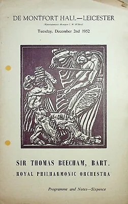 1952 Beecham Programme Royal Philharmonic Orchestra De Montfort Hall Leicester • £9.95