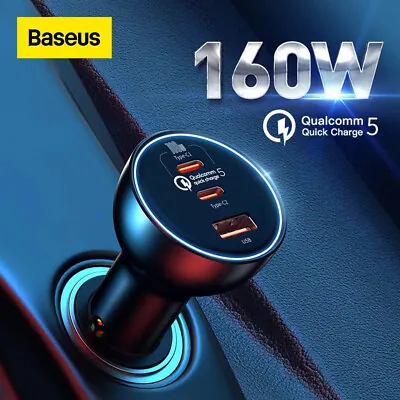 Baseus Fast Car Charger Type-C USB Cigarette Lighter Socket Dual Adapter Kit Lot • £13.99