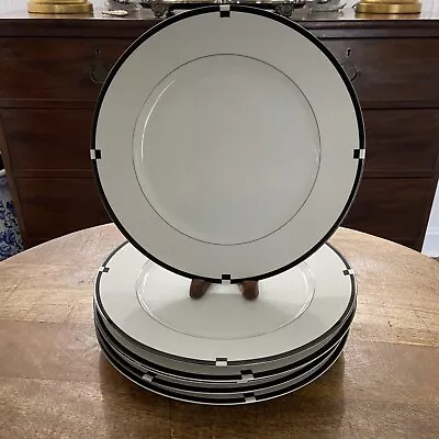 Set Of Six Mikasa Midnight Dinner Plates Art Deco 11” • $95