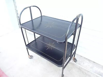 Kitchin Cart Folding Steel Antique Mid Century Modern Retro Atomic Starburst 50 • $150