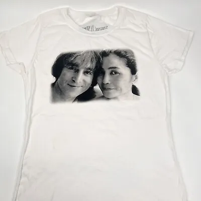 John Lennon & Yoko Ono T-Shirt Size L Allan Tannenbaum Photo The Beatles • £5.78