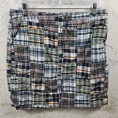 Cambridge Women's 10 Skirt Straight Madras Plaid Patchwork Pocket 100% Cotton • $10.48