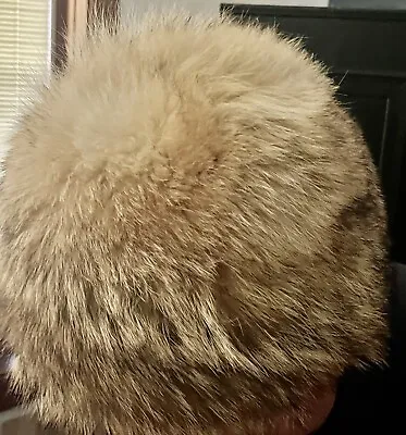 VTG RARE Bill BLASS Golden Raccoon Fur Ladies Winter Bubble Cossack Round Hat • $40