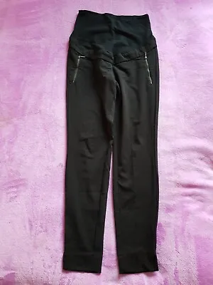 H&M Mama Maternity Size 8/EUR 36 Over Bump Smart Chinos Trousers 29   - Black • £9.50