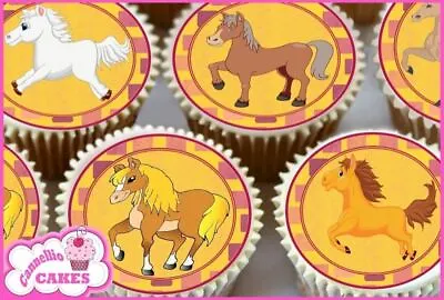 Cute Horse  Edible Cupcake Toppers Cake Decorations 8305 • £4.99