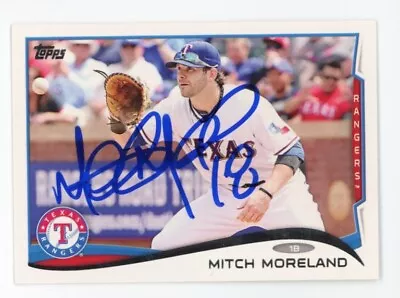 Signed Baseball Card Auto Topps 2014 Mitch Moreland #94 Texas Rangers • $24.98