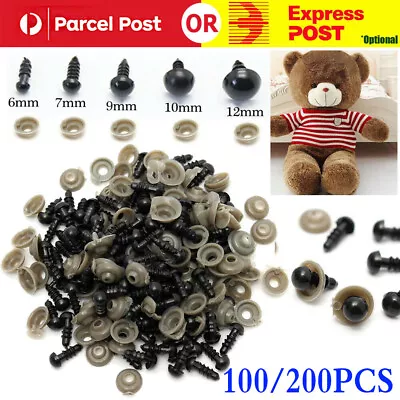 100/200PCS Plastic Safety Eyes For Teddy Bear Doll Toy Animal Felting DIY 6-12mm • $5.92