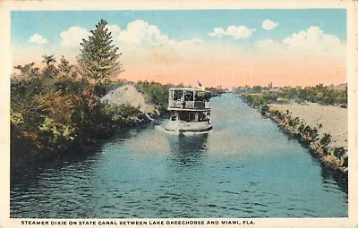 Steamer  Dixie  State Canal Between Lake Okeechobee & Miami Florida FL 1921 • $8.95