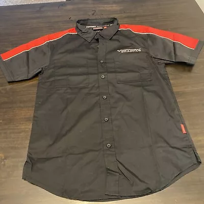 New Victory Motorcycles S Men’s Dealer Pit Shirt Button-Down Black Red • $39.92