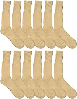 12 Pairs Of Mens Military Grade Thick Padded Terry Lined Cotton Socks Crew Sock • $27