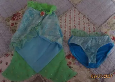 New Disney Ariel Mermaid Tail Skirt Girls Swim Cover Up W Bikini 2 P  Sz XXS 3 • $9.95