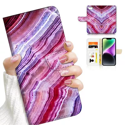 ( For IPhone 8 ) Wallet Flip Case Cover AJ26065 Pink Marble • $13.99