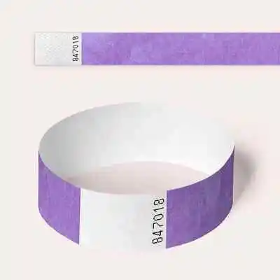£2.90 • Buy Lavender Plain And Customised Printed Tyvek Wristbands, Paper Like, Security,