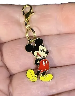 Gold Mickey Mouse Double Sided Colorful Charm Zipper Pull & Keychain Add On Clip • $3.85