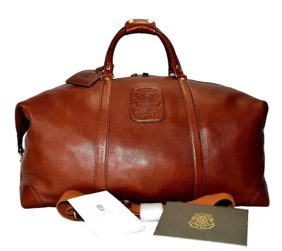 $2295 Ghurka No. 98 CAVALIER III Vintage Chestnut Leather Extra Large Duffle Bag • $1575