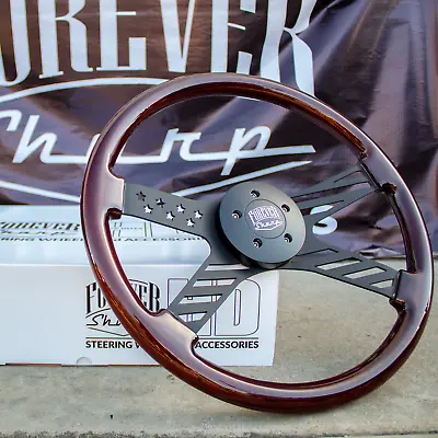 18  Wood Steering Wheel Black 4 Spoke Freightliner Kenworth -Blemished Defect • $142.45