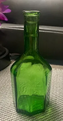 Vintage Wheaton Green Glass Octagonal Bitters Bottle - 5 1/4  T X 2 1/4  D • $12