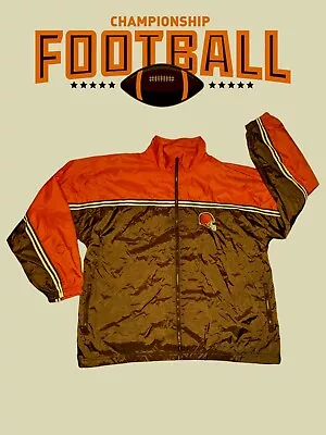 VTG 90's Game Day Logo 7 CLEVELAND BROWNS NFL Jacket WINDBREAKER Men's Sz Large • $39.99