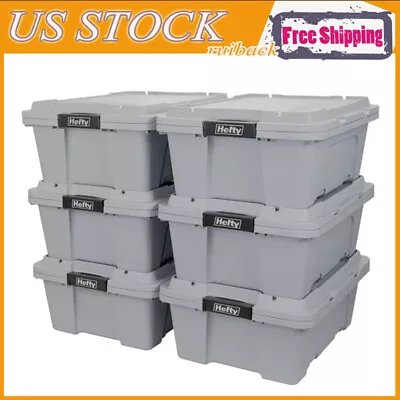 12 Gallon Heavy Duty Storage Tote Boxes Shop Storage Container 6 Pack Plastic US • $89.97