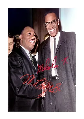 Martin Luther King & Malcolm X A4 Reproduction Autograph Poster Choice Of Frame • £8.49