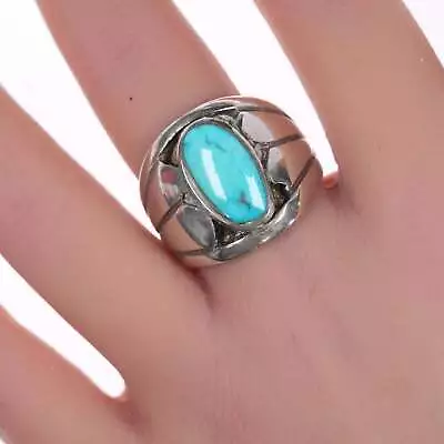 Sz11 Vintage Silver And Turquoise Ring • $236.25