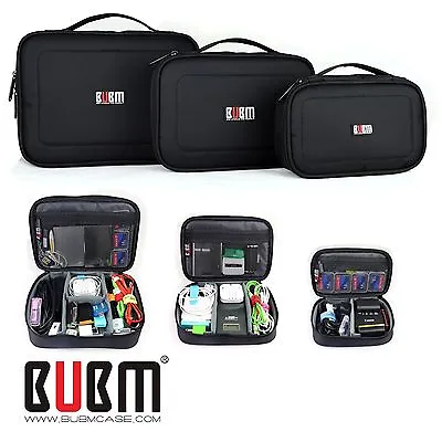 3 X BUBM ACCESORIES STORAGE CARRY BAG CASE FOR USB Cable Memory Card Power Cord • £29.89