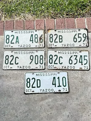 5 YAZOO CITY 1971 Mississippi COUNTY License Plate Car Truck Tag • $15