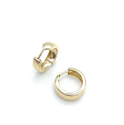 9ct Gold Huggie Hoop Earrings For Women - Genuine Yellow Gold Hoop Earrings 15MM • £94.99
