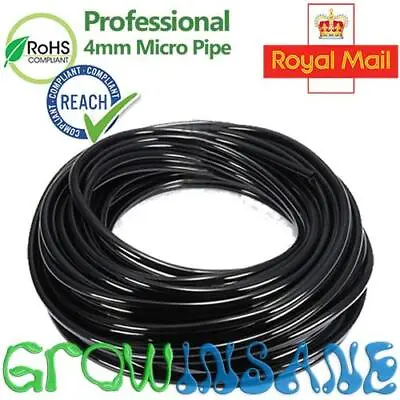 Micro Irrigation Pipe 4mm Black PVC Flexible Tube Hozelock Gardena Compatible • £3.45