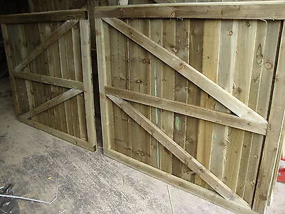  Wooden Double Gates  Driveway Gardentreated Ready To Fit Heavy Duty Fullyframed • £267.31