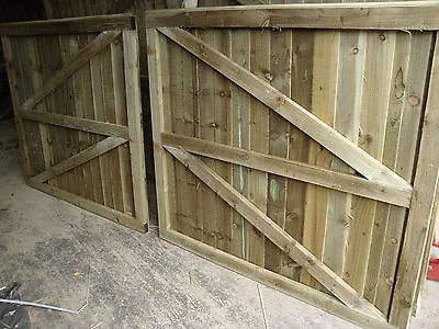 Wooden Double Gates Driveway Garden Treated Ready To Fit Heavyduty Fully Framed • £267.31