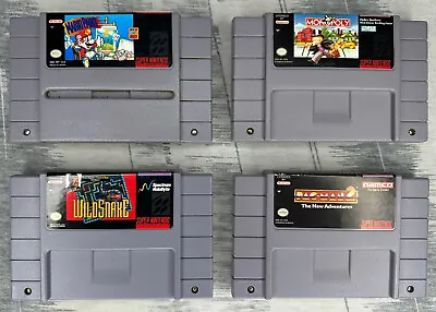 Lot Of 4 SNES Video Games Mario Paint Pac-Man 2 Wild Snake Monopoly • $19.95