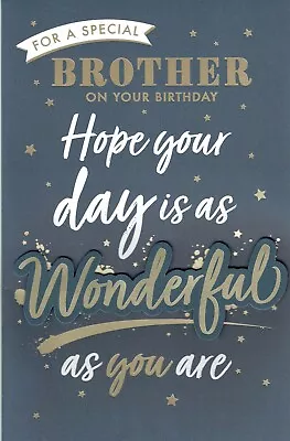 BROTHER Birthday Card - FABULOUS EX-LARGE Card - 8 PAGE INSERT Lovely Word • £4.50