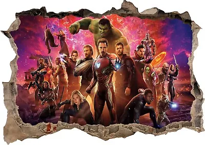 Marvel Avengers Super Heros Hulk 3d Smashed Wall View Sticker Poster Vinyl 952 • £13.99