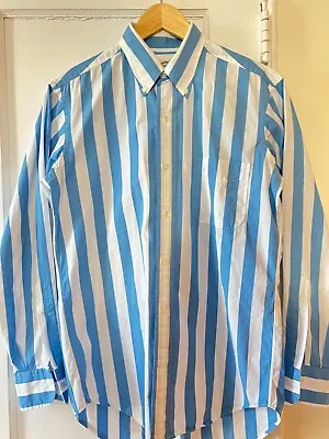 $60 • Buy KAMAKURA VINTAGE IVY Mens MEDIUM  Button Down BLUE BROAD STRIPE Shirt J Crew
