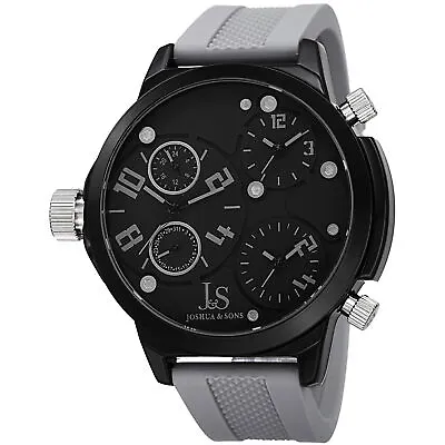 Men's Joshua & Sons JS-40-GY Triple Time Zone Military Time Date Quartz Watch • $54.13