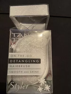 Tangle Teezer XMAS White Silver Glitter Detangling Compact Styler Hairbrush • £12