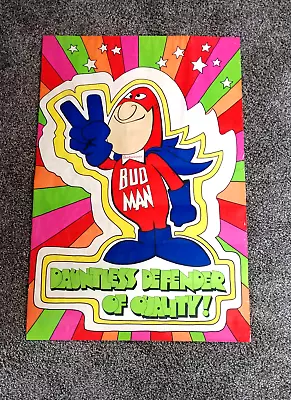 VINTAGE 1972 Budweiser Beer BUD MAN Dauntless Defender Poster PEACE SIGN • $24.99